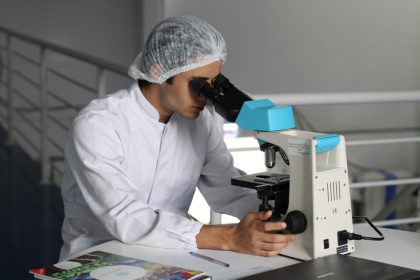 scientist practicing lab safety